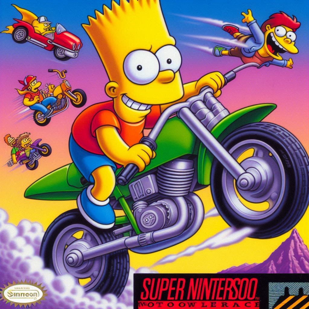 bart simpson motorcycle race game snes