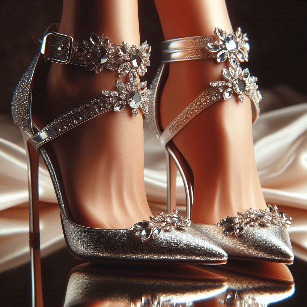 Silver Pointed Toe Heels